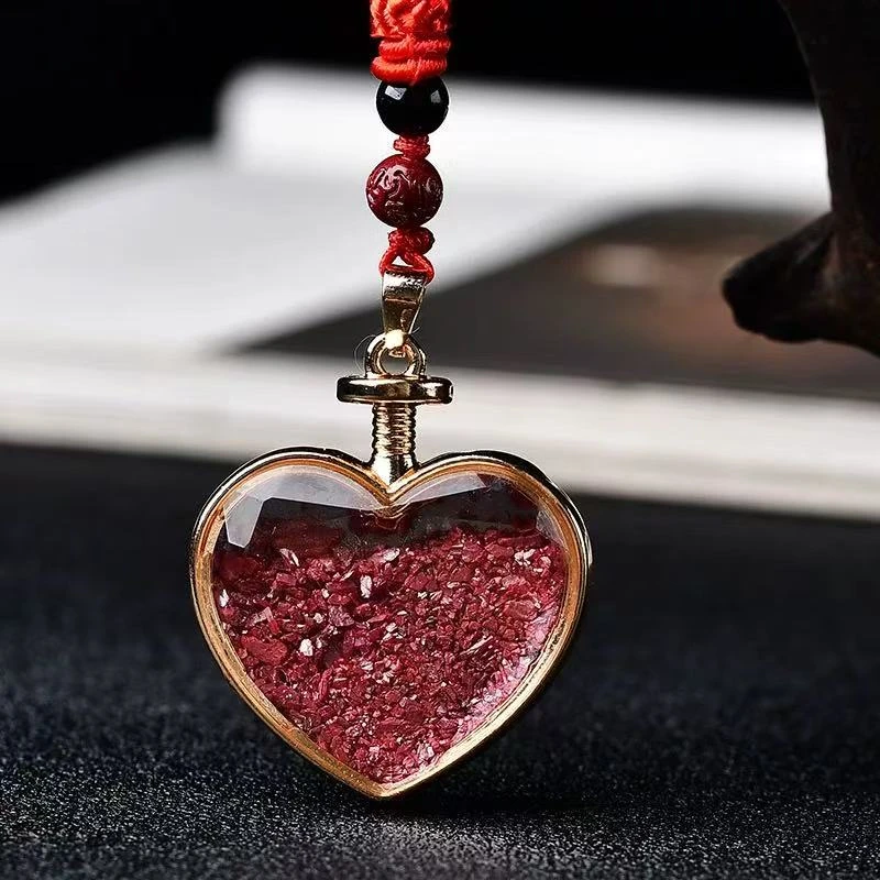 含辰砂工艺品保真高含量爱心噶乌盒朱砂毛衣链