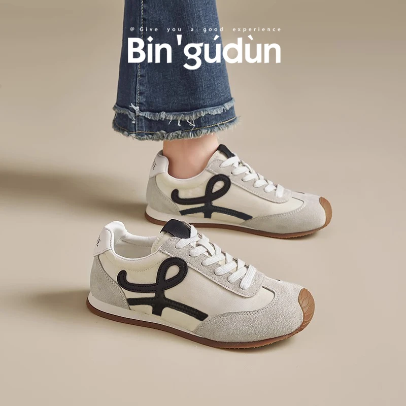 宾谷顿阿甘鞋女2025新款平底德训鞋运动鞋轻便软底时尚休闲复古潮