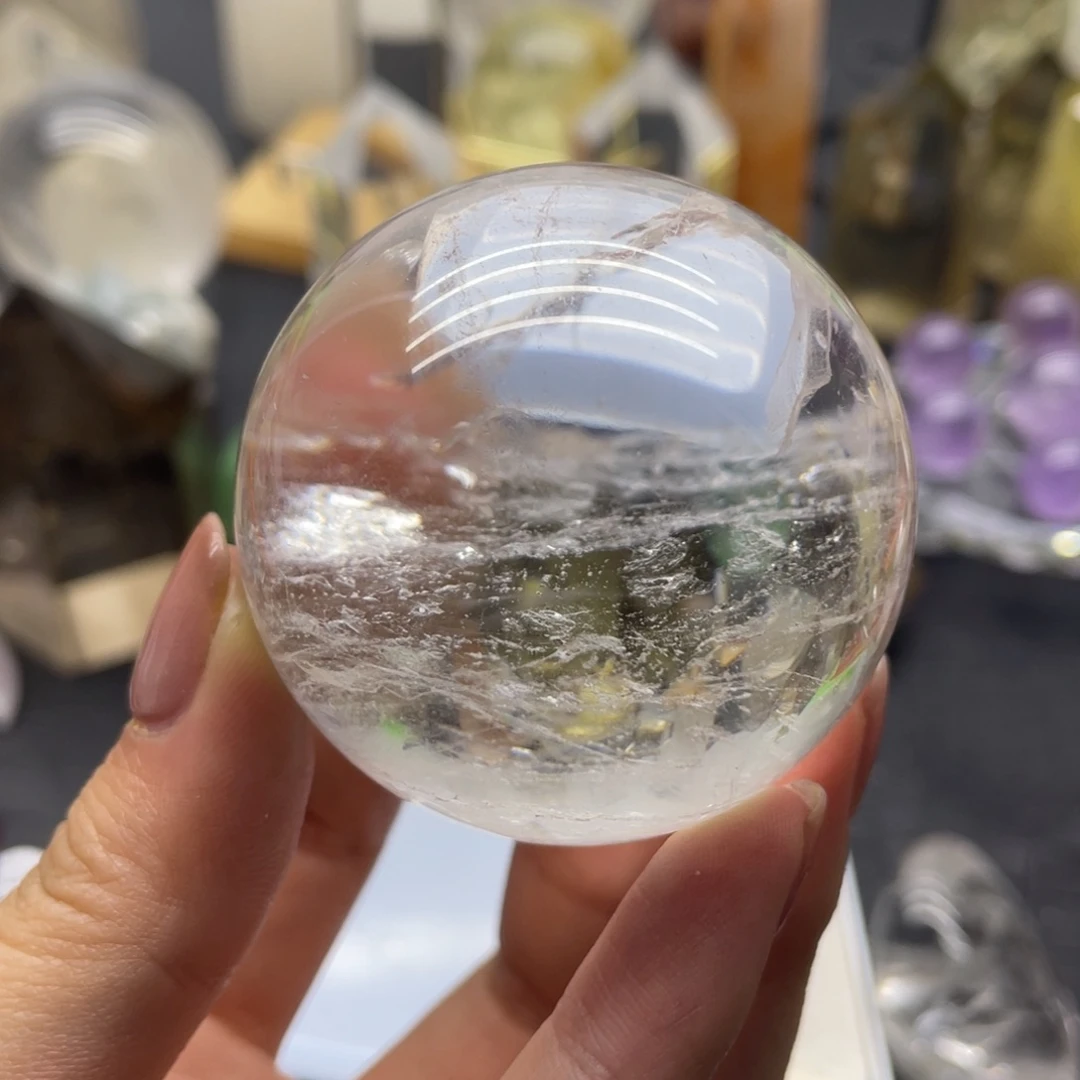 水晶92未镶嵌鱼*韵白水晶球