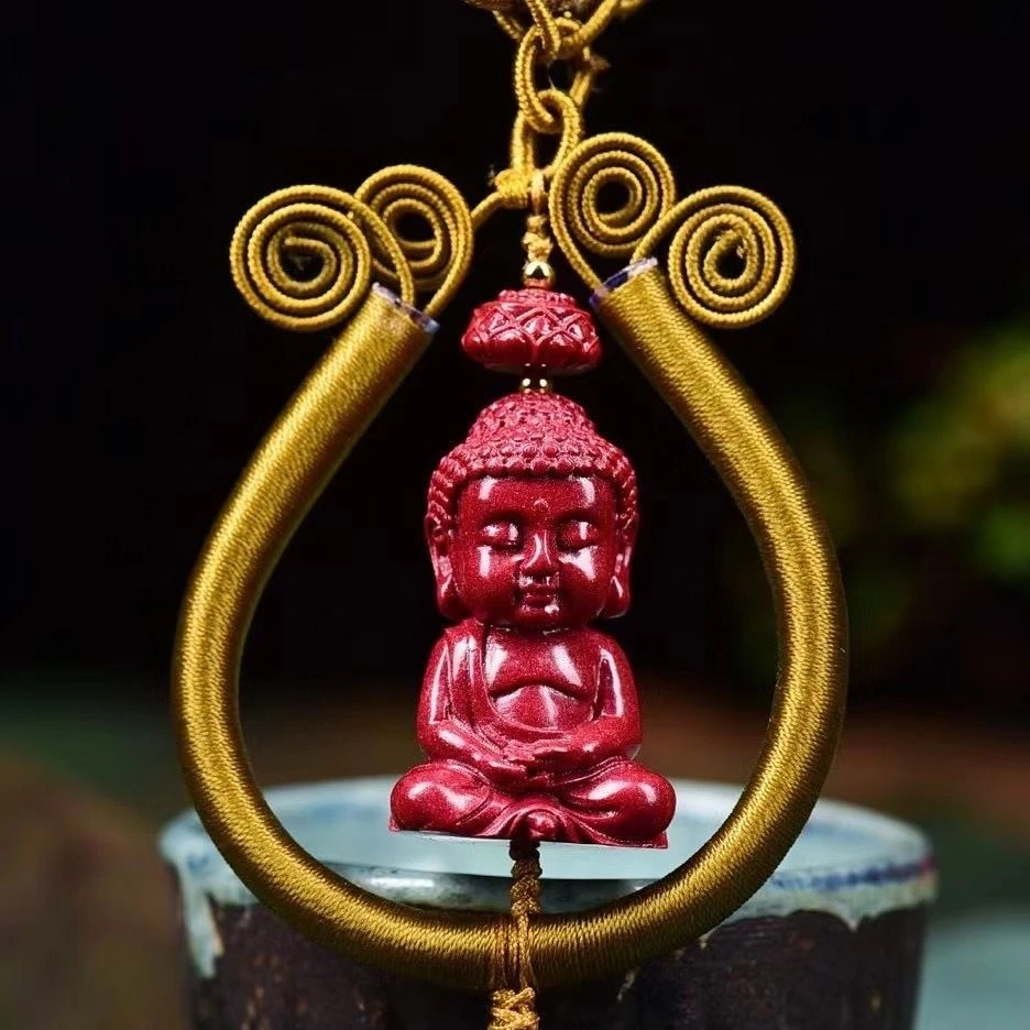 含辰砂工艺品原矿朱砂大尺寸车挂朱砂挂件车挂