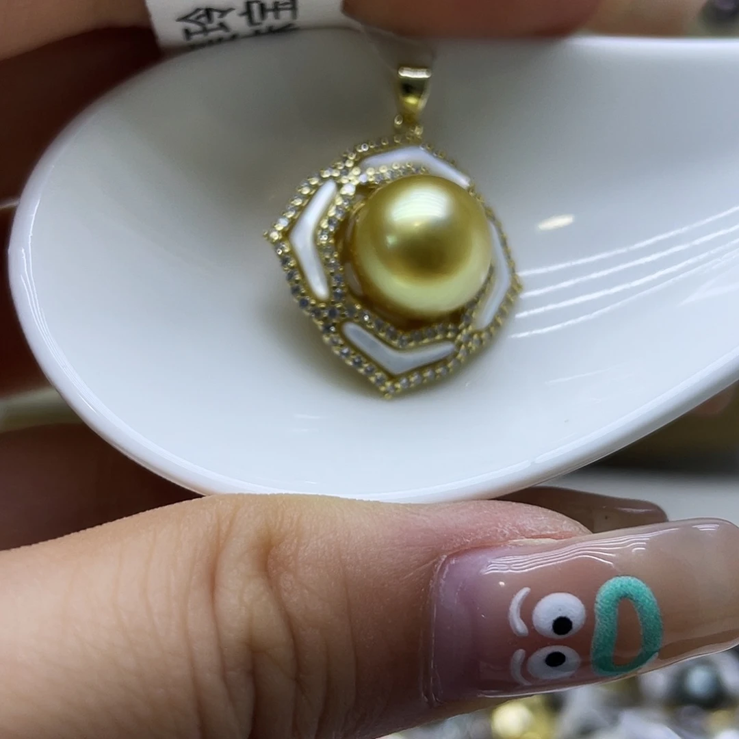 海水珍珠银S925镶嵌颈饰