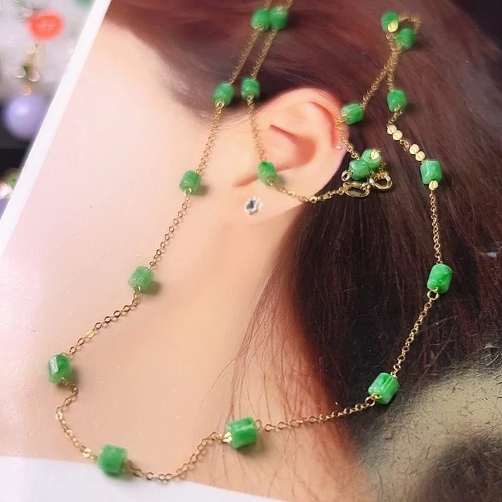 翡翠18K金镶嵌颈饰项链