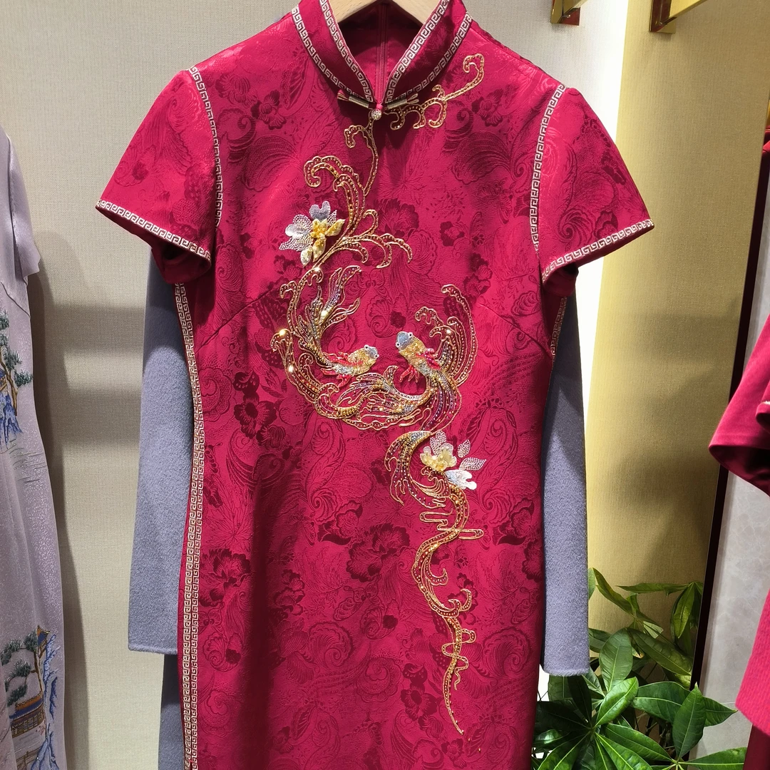 171051六礼年轻款喜婆婆喜妈妈婚宴旗袍礼服敬酒服