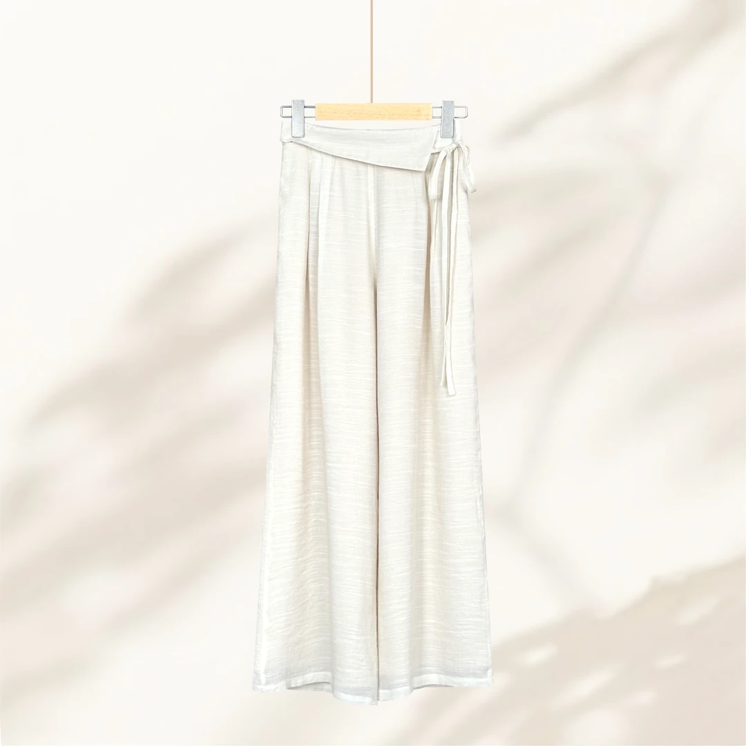 【问清风】夏季棉麻裤百搭高腰通勤垂感舒适透气宽松新中式休闲裤女