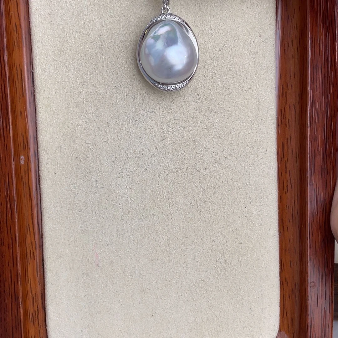 海水珍珠银S925镶嵌颈饰