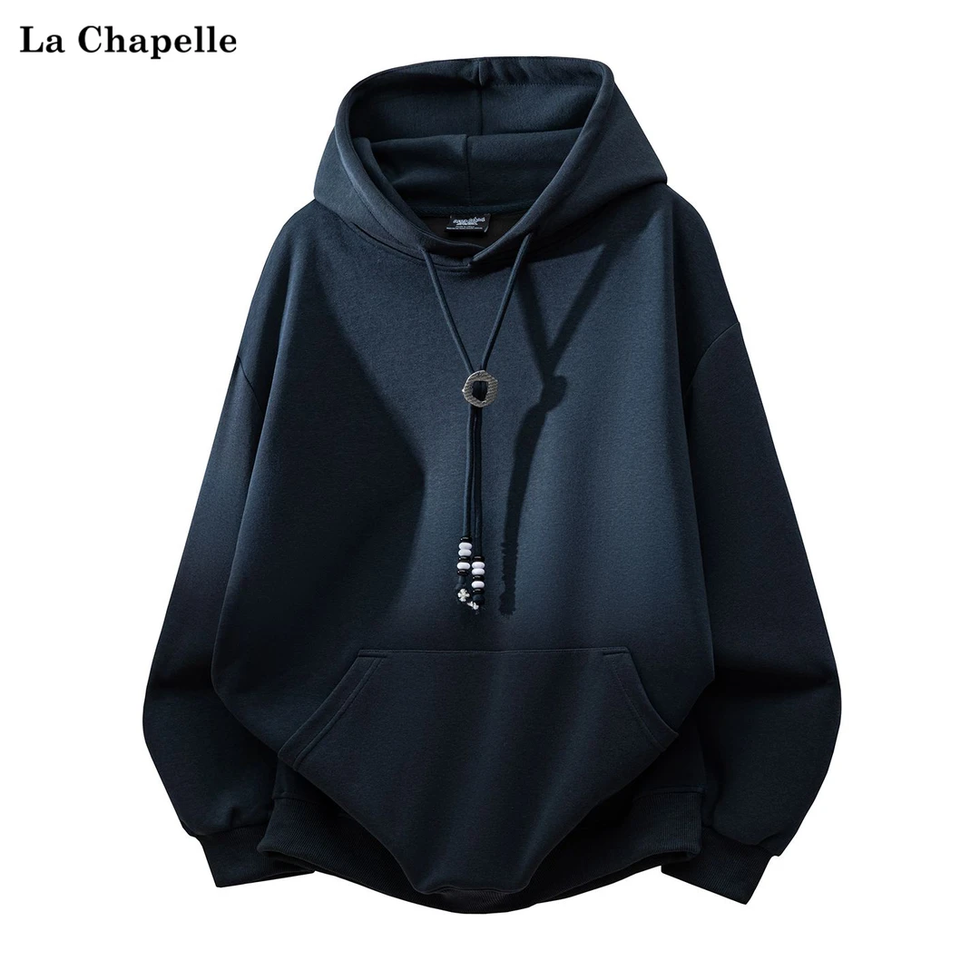 拉夏贝尔重磅连帽卫衣男士2025秋季新款长袖潮流宽松休闲上衣外套