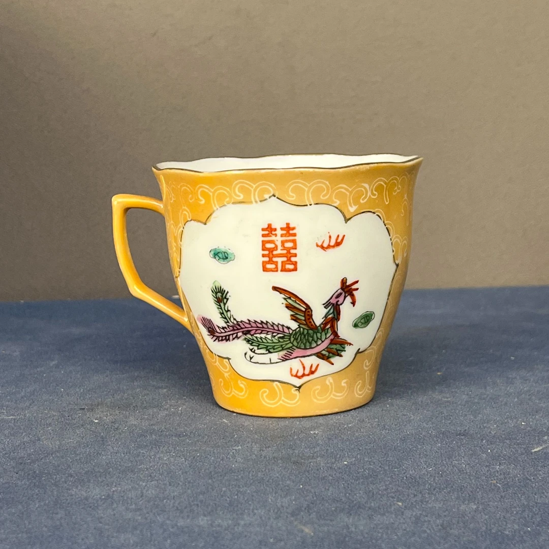 【微瑕慎拍】b17景德镇老厂瓷龙凤喜子喜字系列咖啡杯