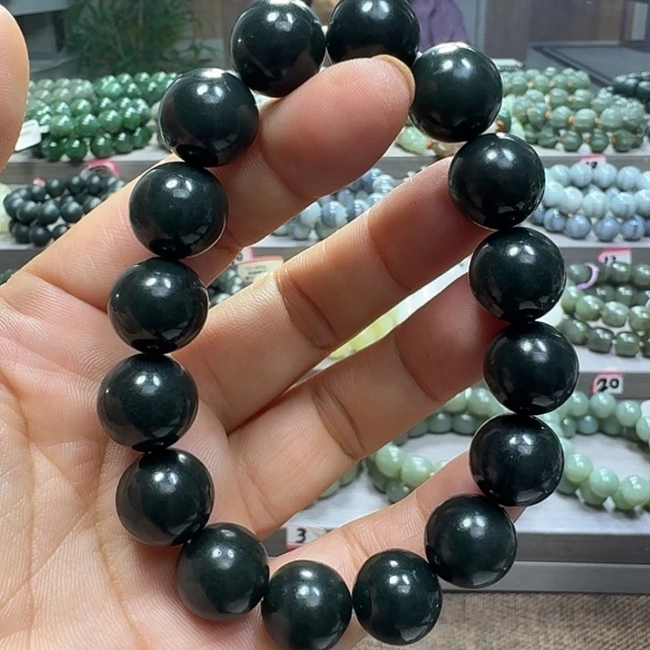 手链未镶嵌和田玉新疆黑青卡14