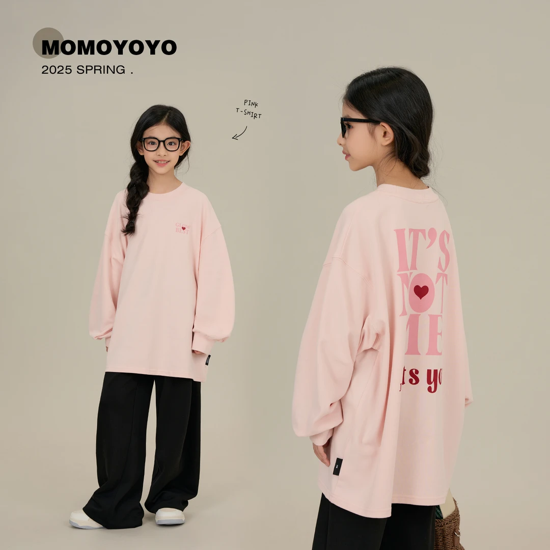 辰辰妈【简爱】女童时尚洋气撞色字母印花宽松中大童春装上衣 7537D