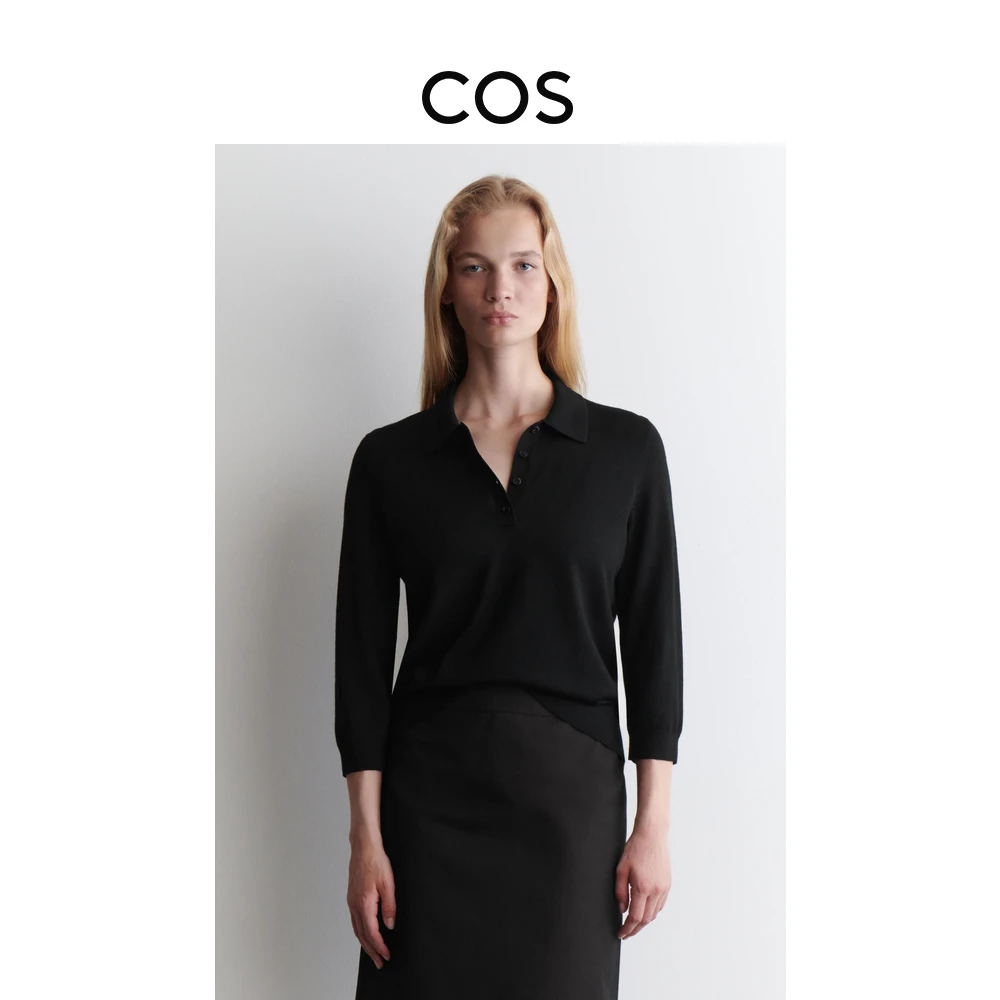 COS女装 标准版型Polo领美利奴羊毛针织衫2025秋季新品1310488001