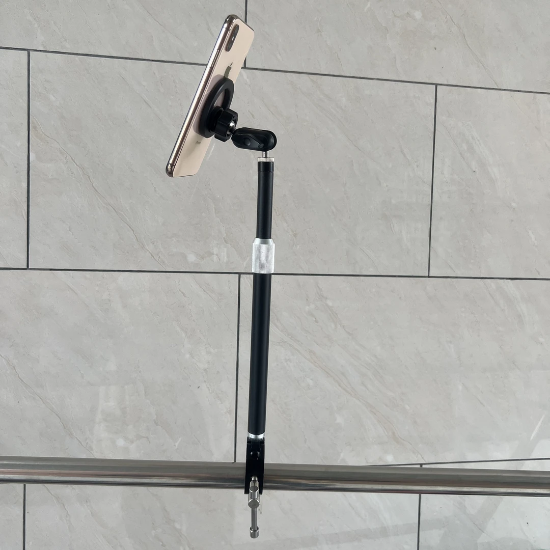 金属蟹夹桌面圆管伸缩杆手机支架强力磁吸式懒人床头户外直播360