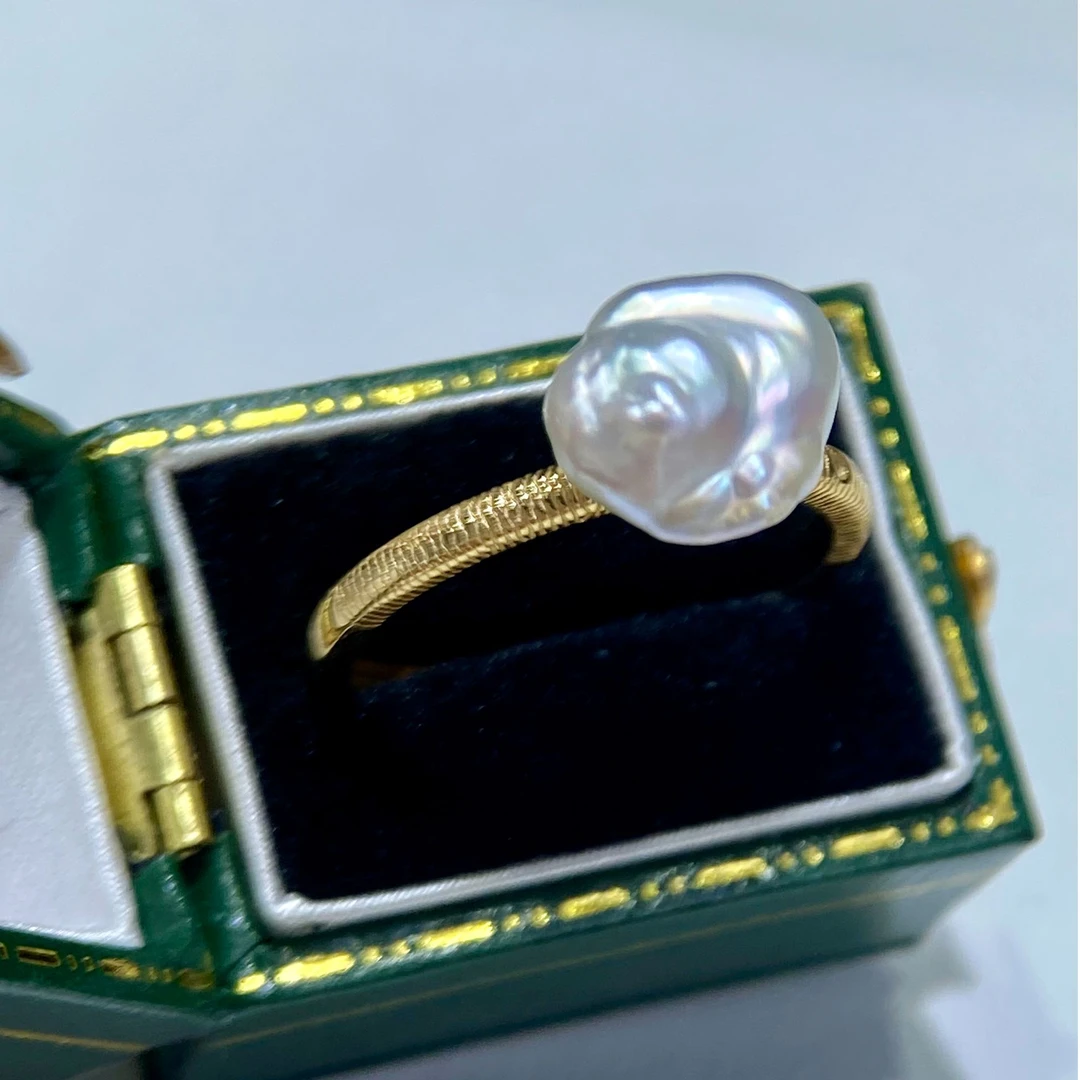 天然淡水keshi碎银子戒指s925银(多样性发一)