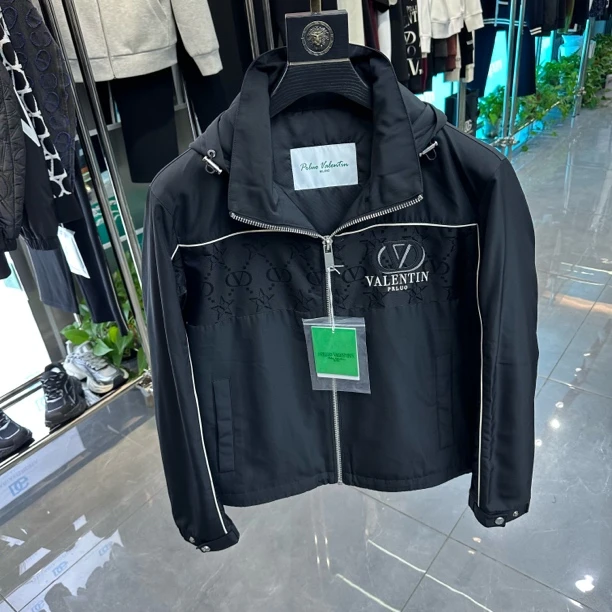 PRLUO VALENTIN秋冬新款男士轻奢连帽加厚外套夹克