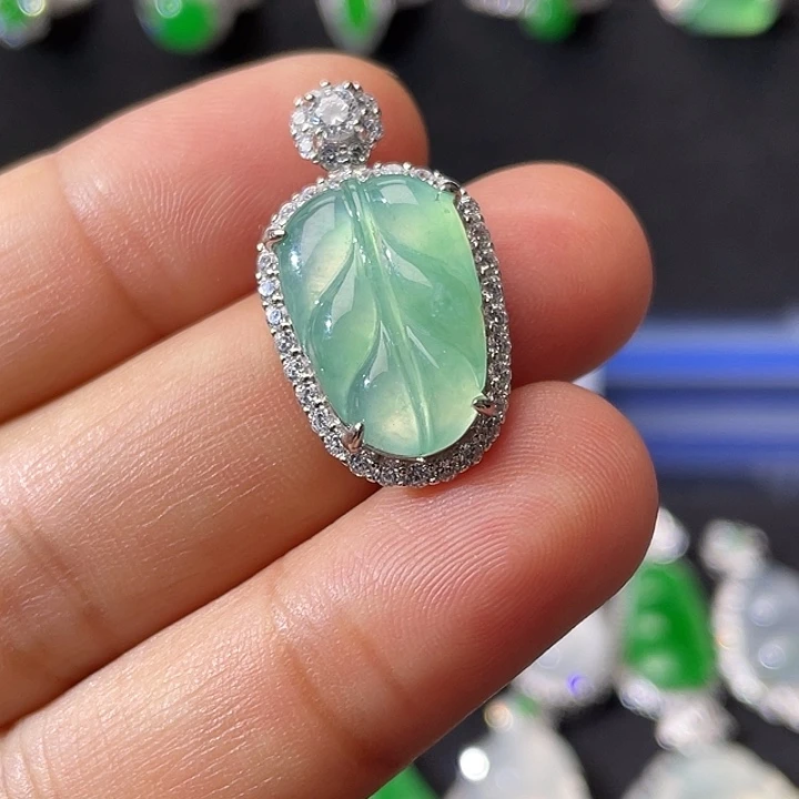 翡翠银S925镶嵌吊坠(不含链)