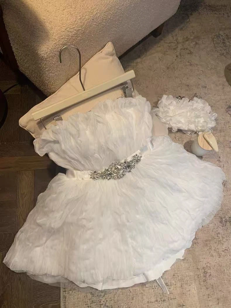 梦梦 MENGMENG｛浪漫主义 新款纯欲重工抹胸连衣裙}