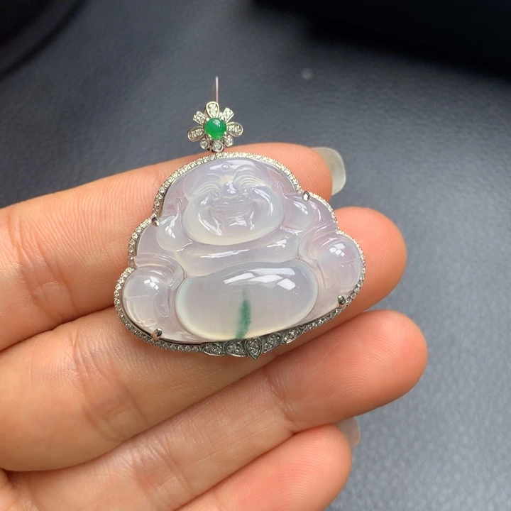 翡翠吊坠(不含链)18K金镶嵌