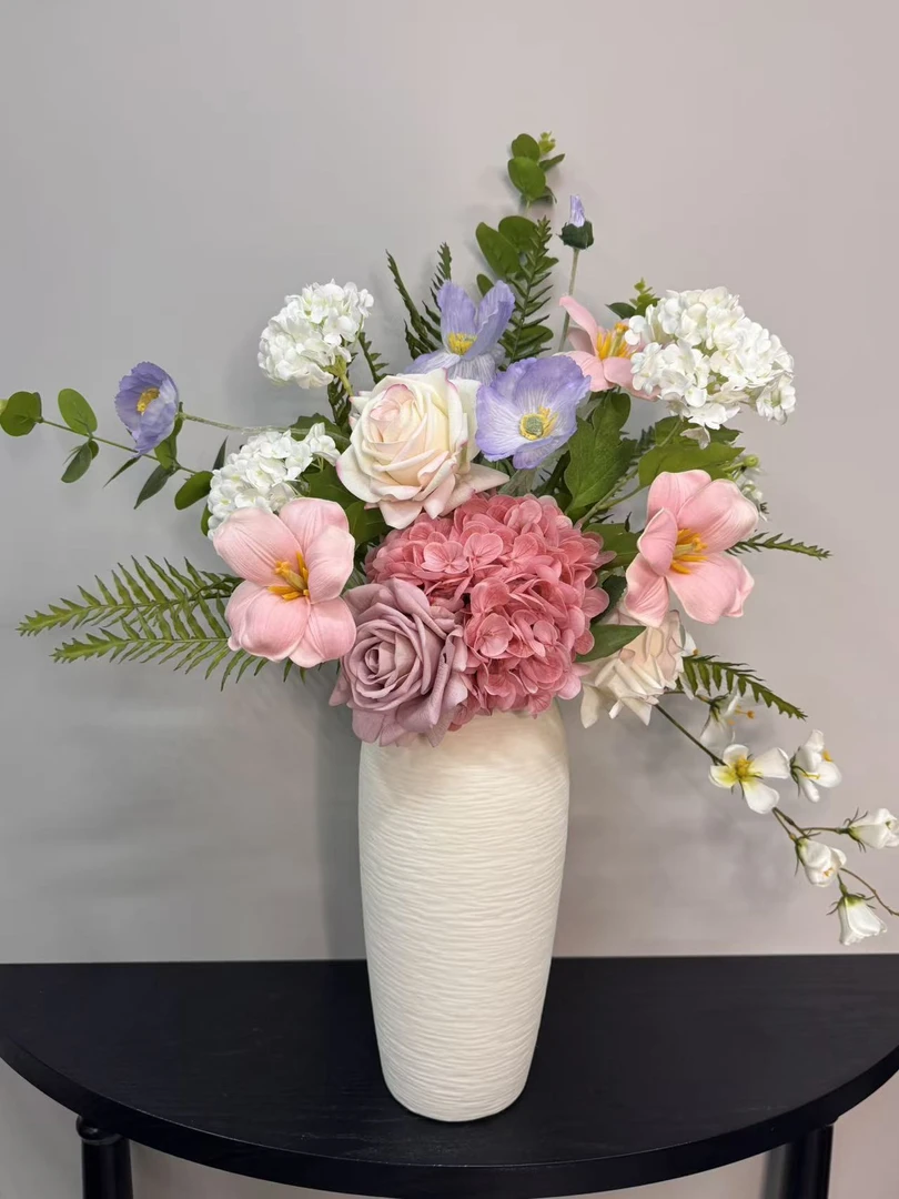 (暮春绮梦)粉白花束设计师款仿真花束装饰摆件
