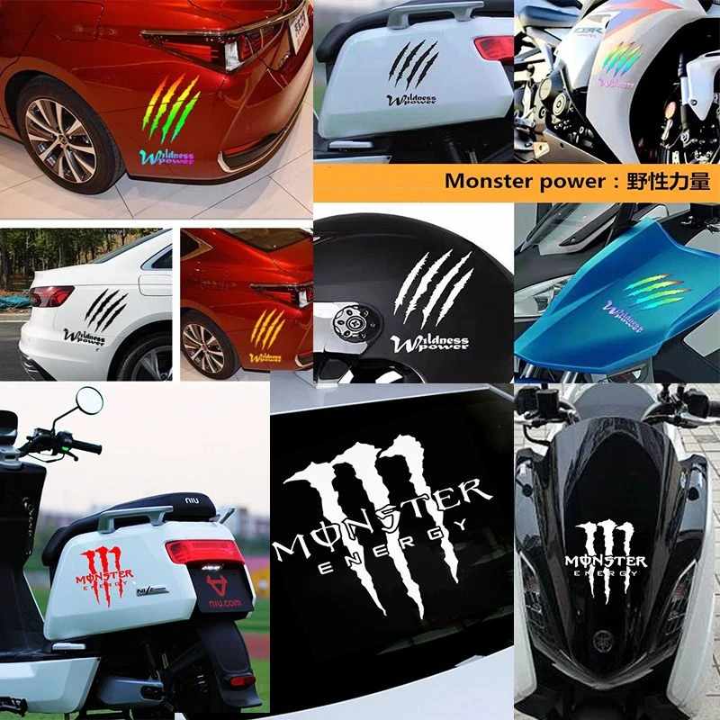 魔爪怪兽爪痕车贴电动车摩托车车身后窗反光拉花汽车油箱盖车贴纸