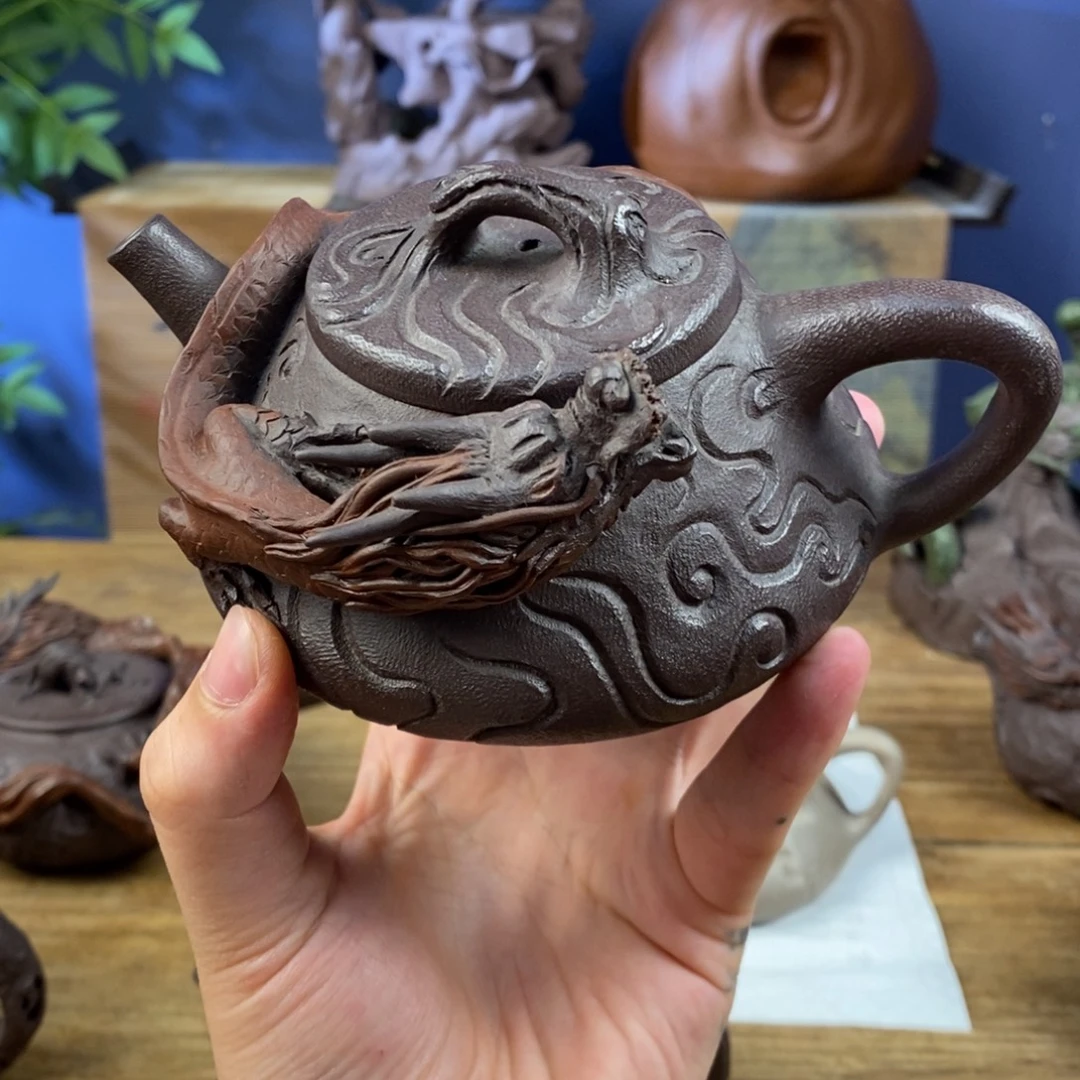 ****浅紫砂茶壶紫砂 龙壶