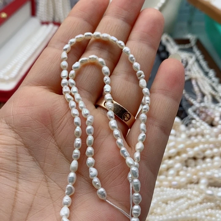 玛瑙/玉髓未镶嵌珠宝半成品一条 3 mm米珠珍珠半成品