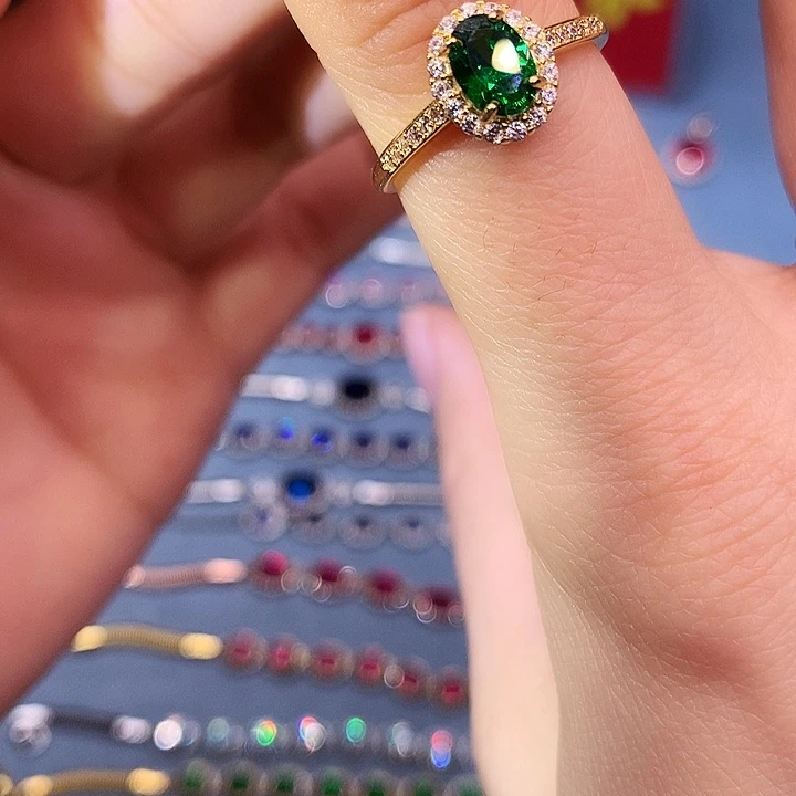 透辉石戒指银S925镶嵌