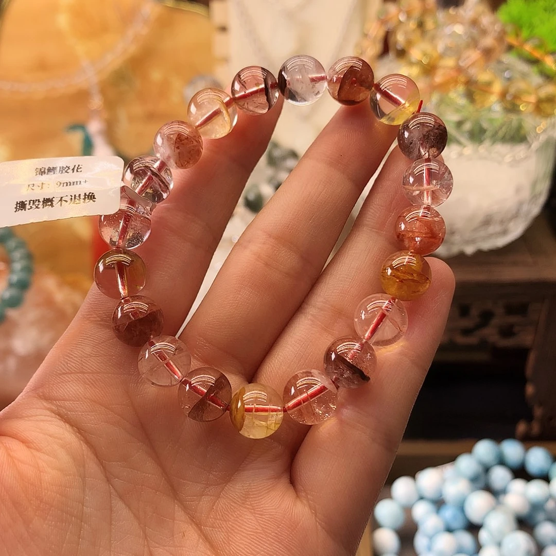 水晶手链未镶嵌锦鲤胶花