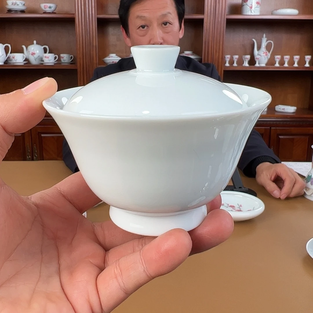 瓷柴窑素胎两才盖碗