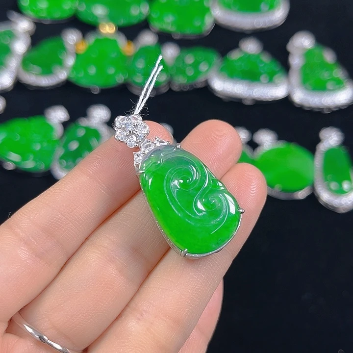 翡翠银S925镶嵌吊坠(不含链)