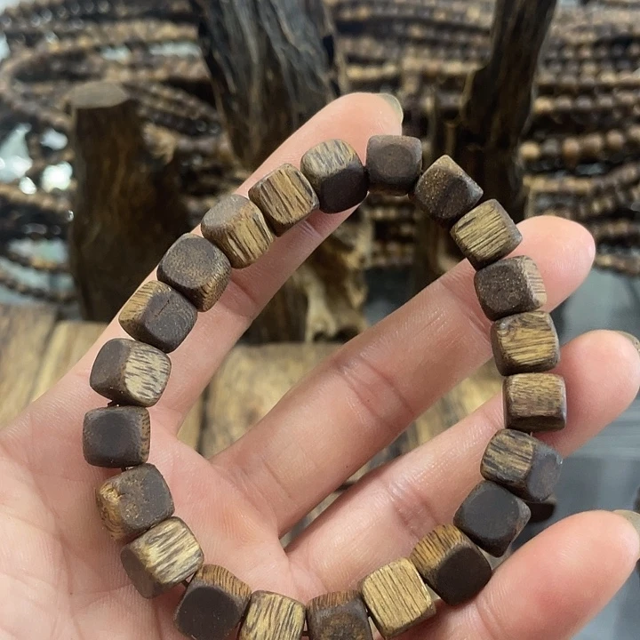 沉香碎屑沉香08方糖珠单圈