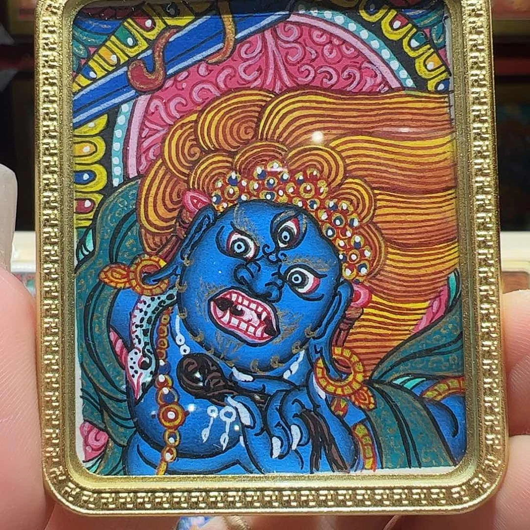 吊坠纯手绘唐卡不动明王