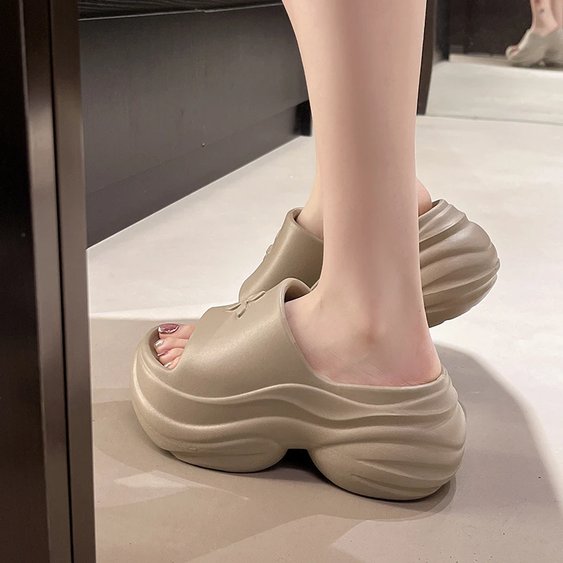 高跟夏季8cm增高款一字拖软底居家情侣厚底休闲沙滩鞋