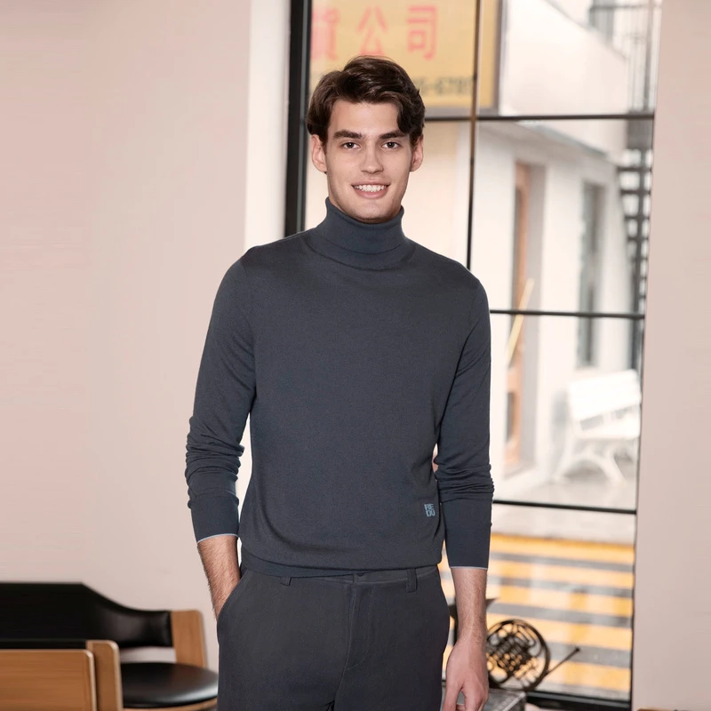 VICUTU威可多长袖针织衫秋季舒弹亲肤时尚高翻领商务休闲百搭毛衣