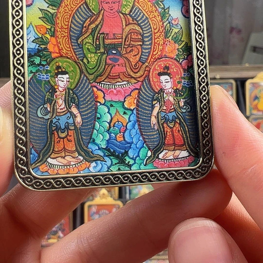 吊坠w*y手绘阿弥唐卡