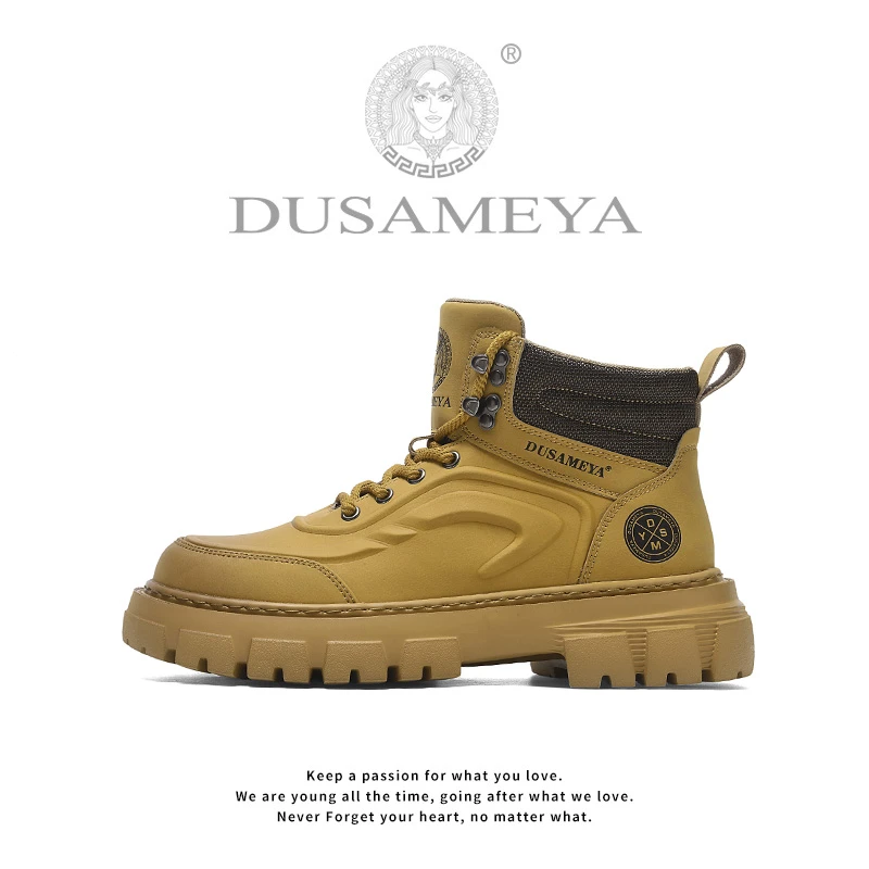 DUSAMEYA/杜莎米娅春季新款潮流高帮复古休闲马丁靴黄靴
