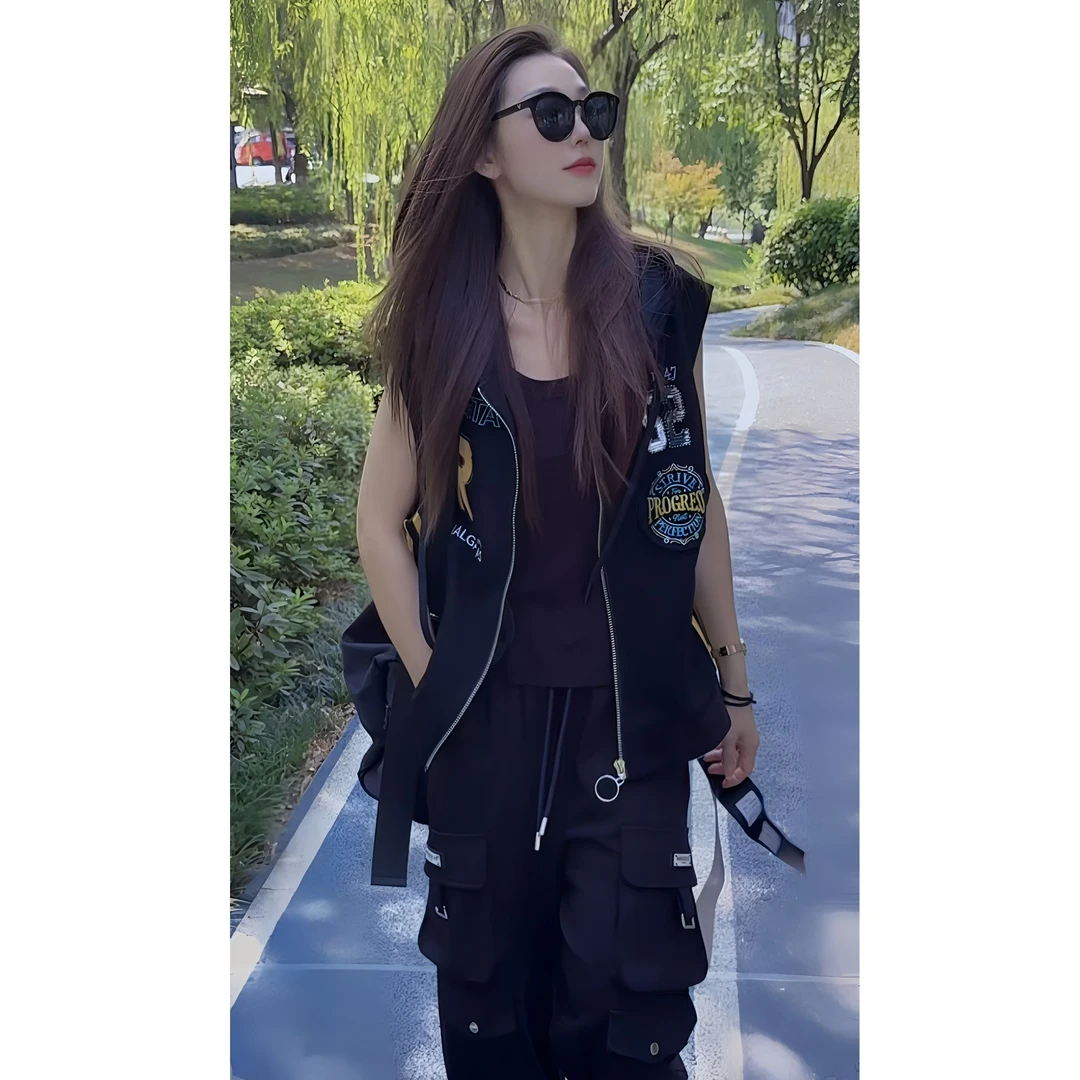 潮牌秋装新品连帽欧美风宽松马夹百搭显瘦开衫上衣欧货个性马甲