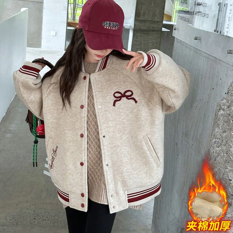 女童夹棉外套2024冬款中大童女生保暖休闲宽松加棉外套外穿潮时尚