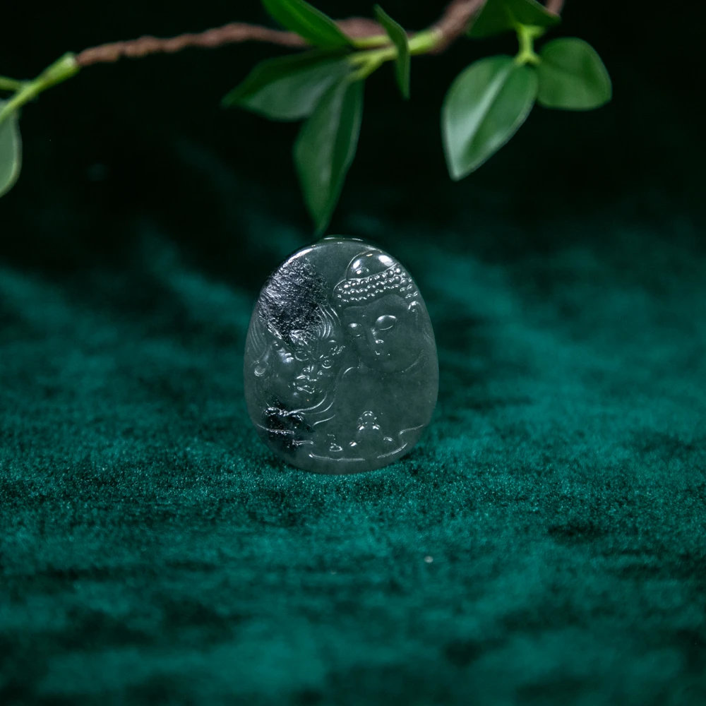 和田玉碧玉浮雕挂件SJYQ10081