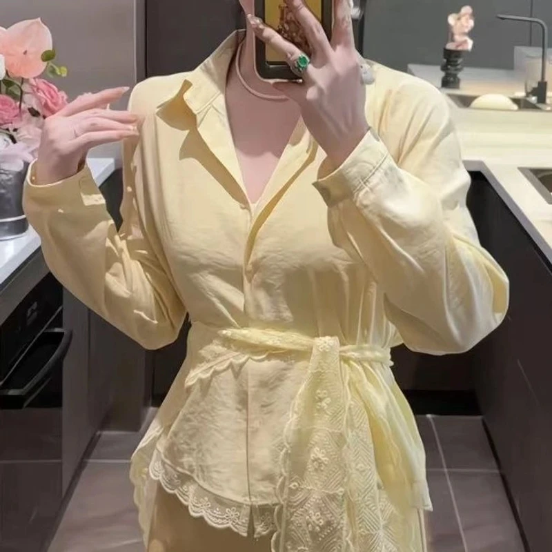 【象姐定制】【慵懒周末】蕾丝底摆衬衫预CDX5CS2458A