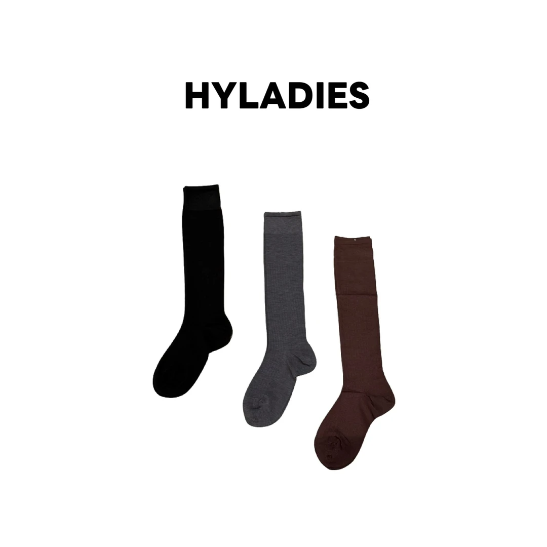 HYLADIESWEAR  『搭配公式』简约基础竖条韩版小罗口百搭无骨堆堆袜