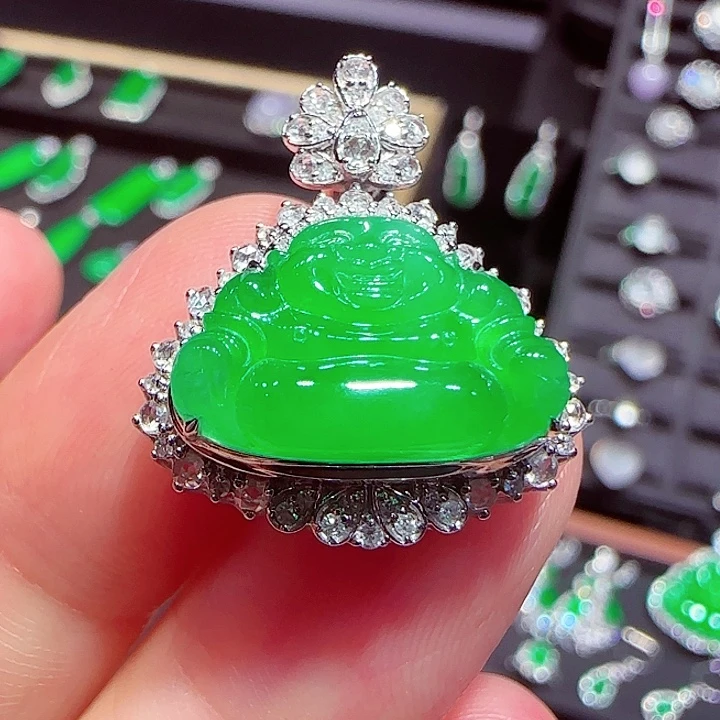 吊坠(不含链)18K金镶嵌翡翠吊坠