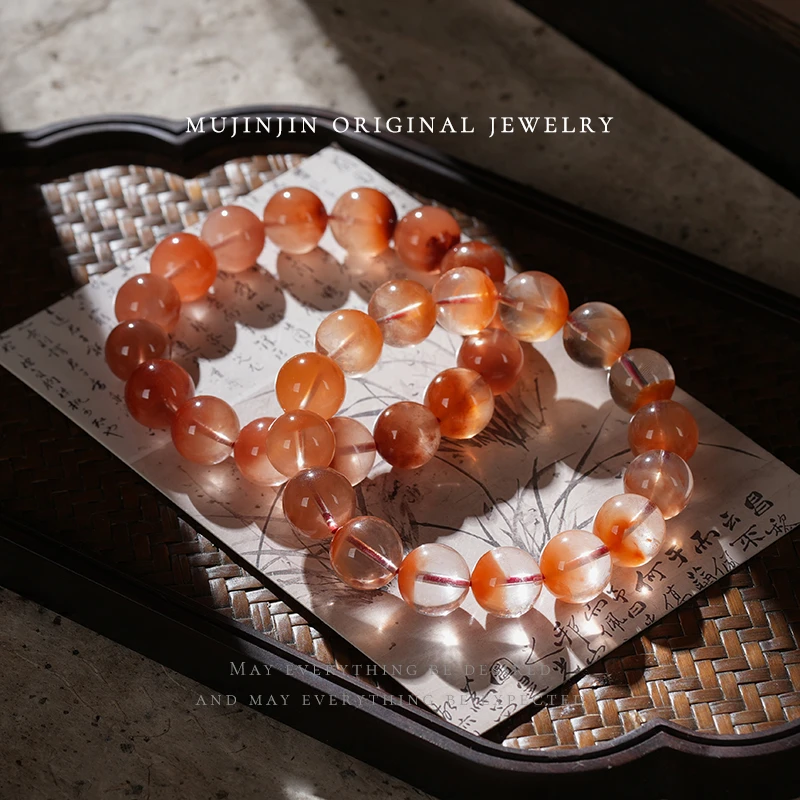 天然红兔毛约13m水晶手链女款手饰品手串CC1322多样性发一