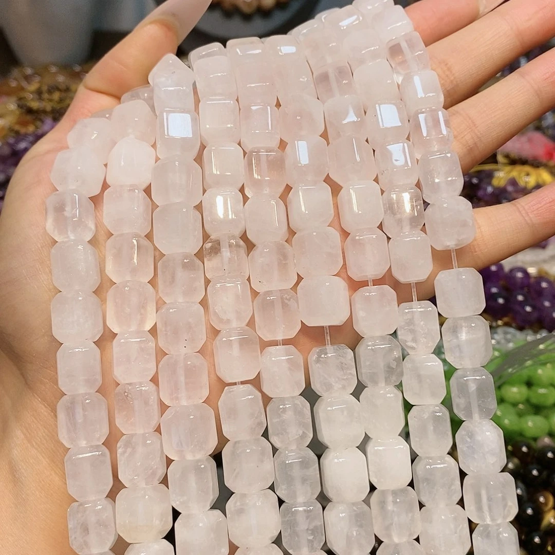 散珠玛瑙/玉髓11mm白水晶方糖一条