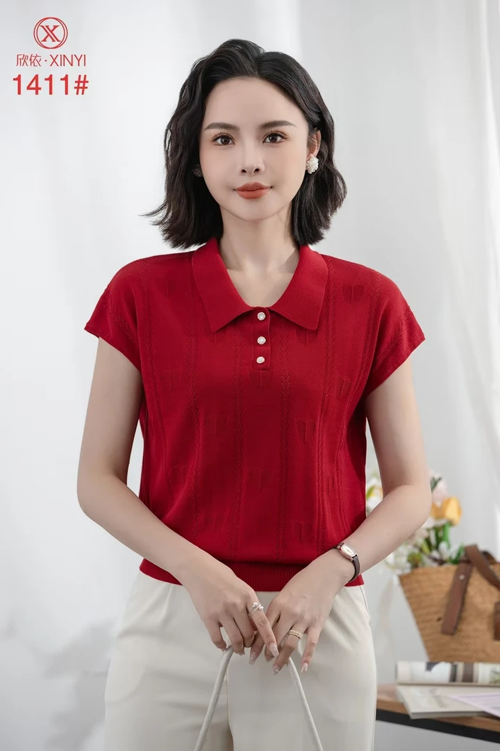 【于姐】1411女士高品翻领天丝无袖背心