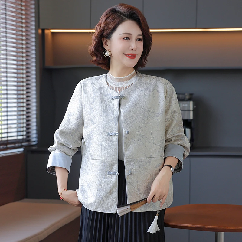 品牌妈妈装秋装2025新款新中式国风外套阔太太女春秋气质夹克上衣