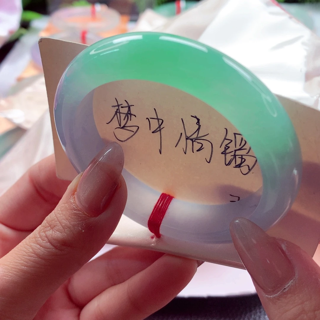 翡翠未镶嵌手镯师妹55冰春彩至纯至净零毛孔