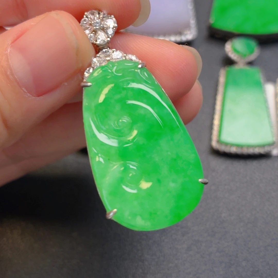 翡翠银S925镶嵌吊坠(不含链)