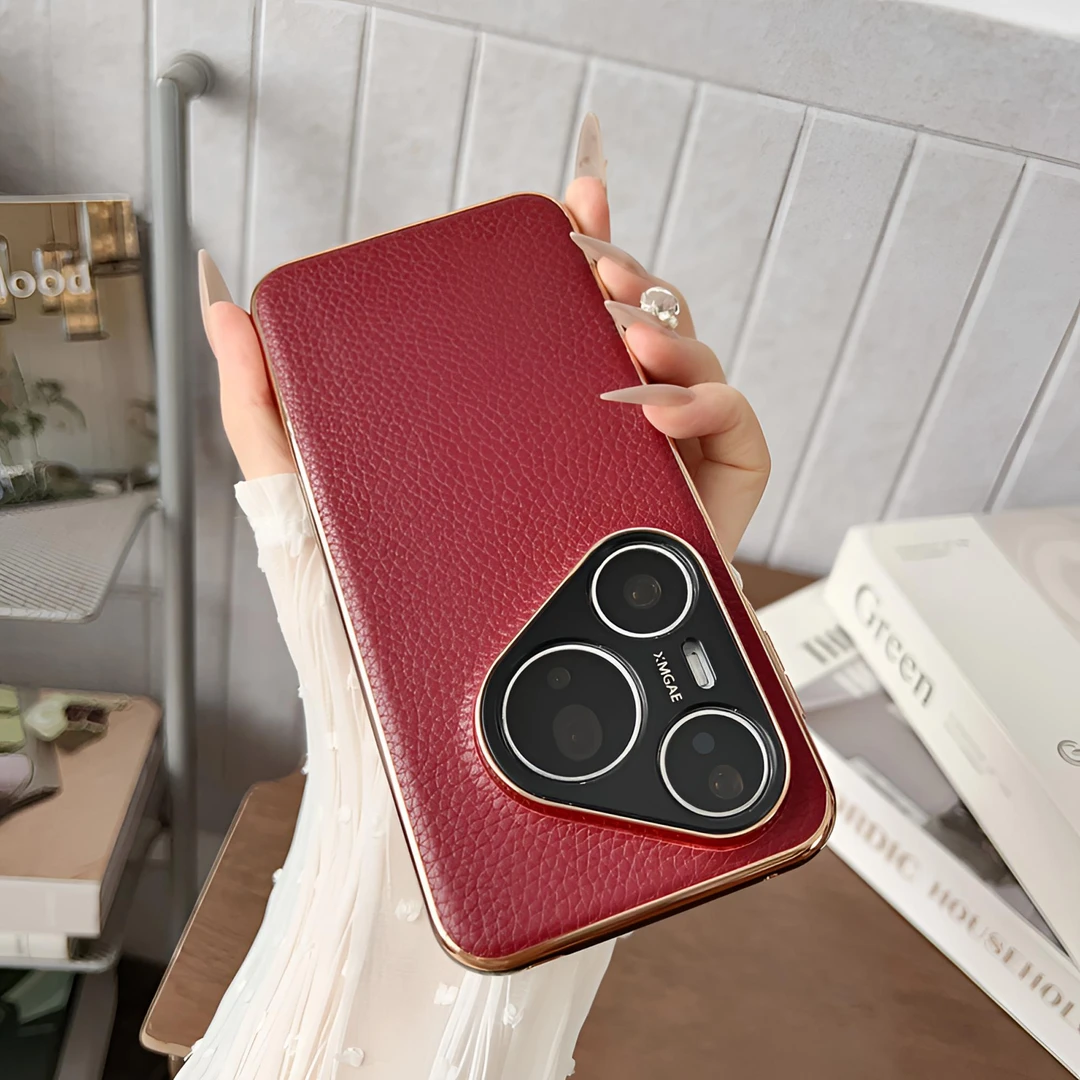 适用华为Pura80pro+手机壳新款pura80高档真皮男女士防摔全包镜头