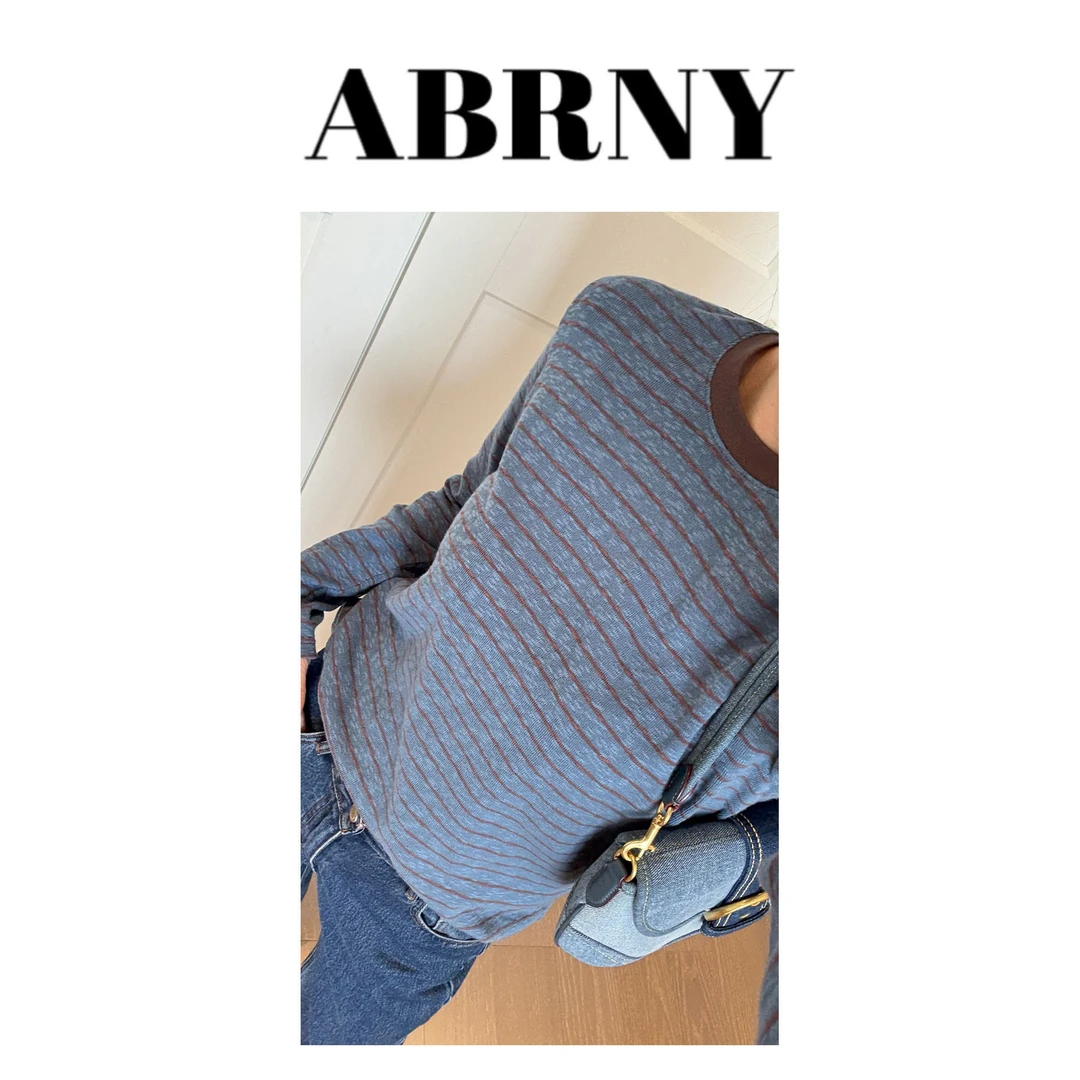 许小黑【轻松日常】春款长袖打底T恤条纹控圆领百搭休闲N291