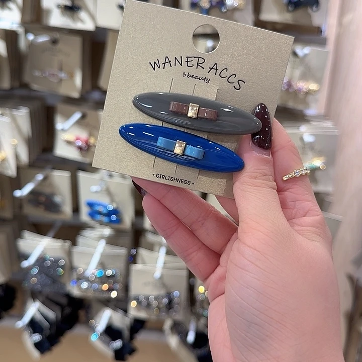 蓝色灰色蝴蝶结鸭夹