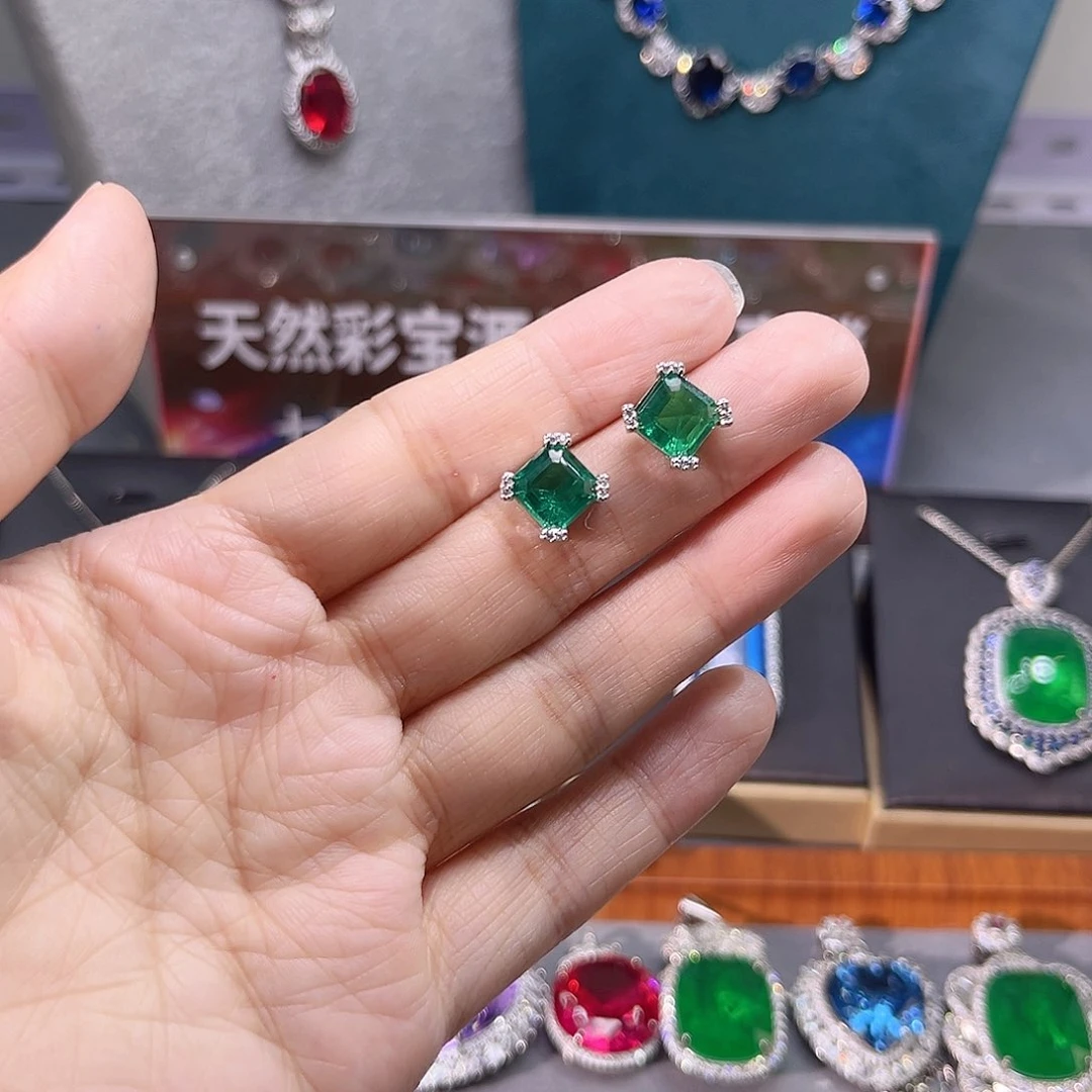 银S925镶嵌耳饰祖母绿15